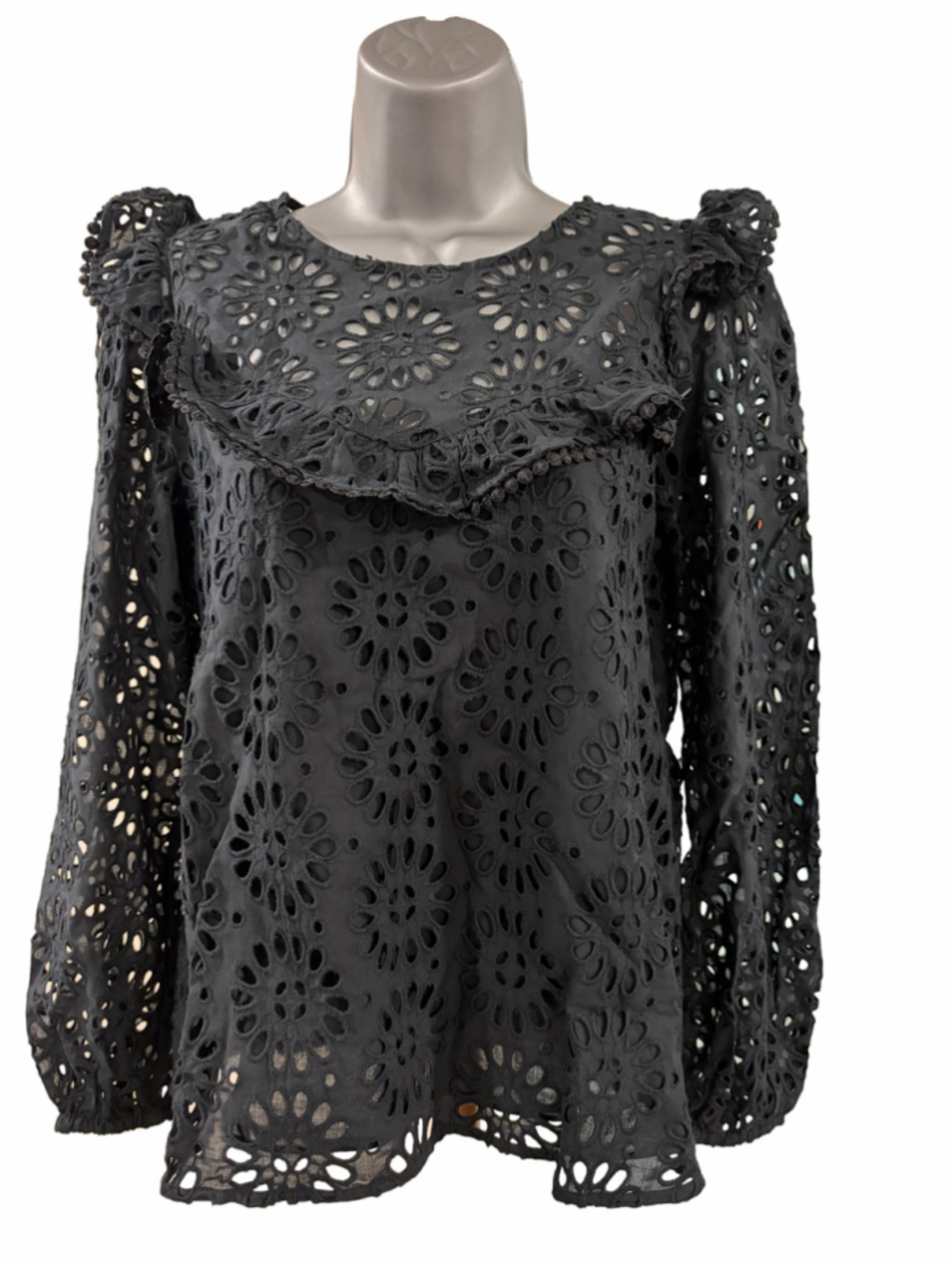 NWT Lilly Pulitzer Caroline Long Sleeve Eyelet Onyx Oversized Pinwheel Eyelet XS